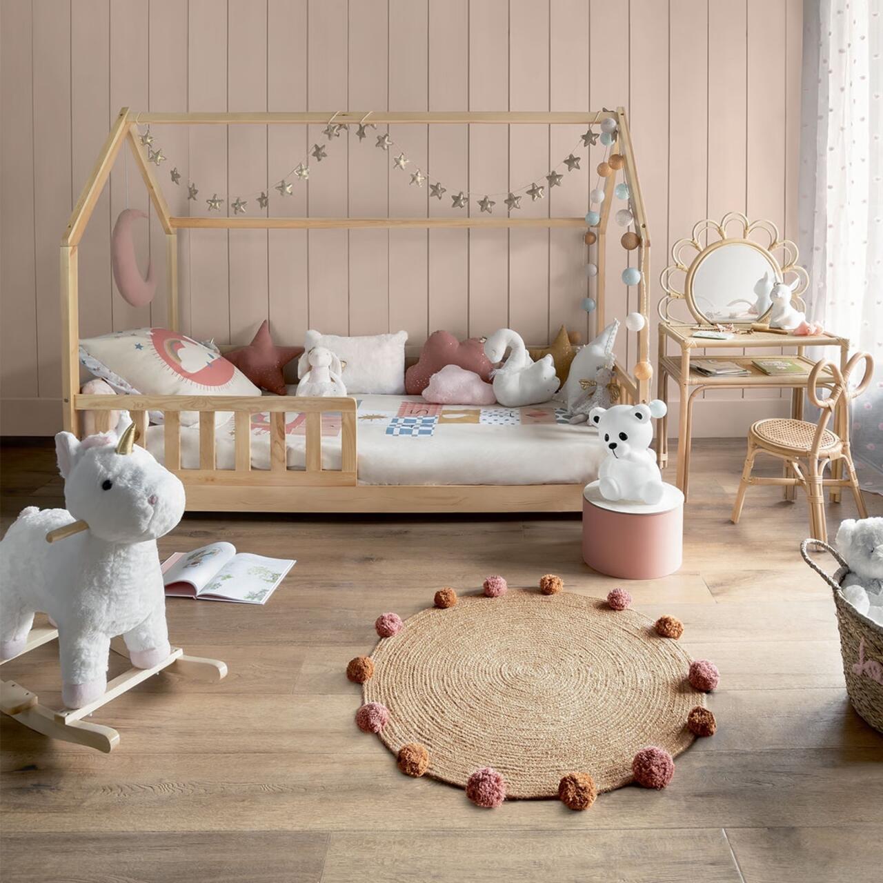 Cama Infantil "Bosco" 90x190cm - Estilo Casita de Juegos, Madera de Pino Natural Atmosphera Kids